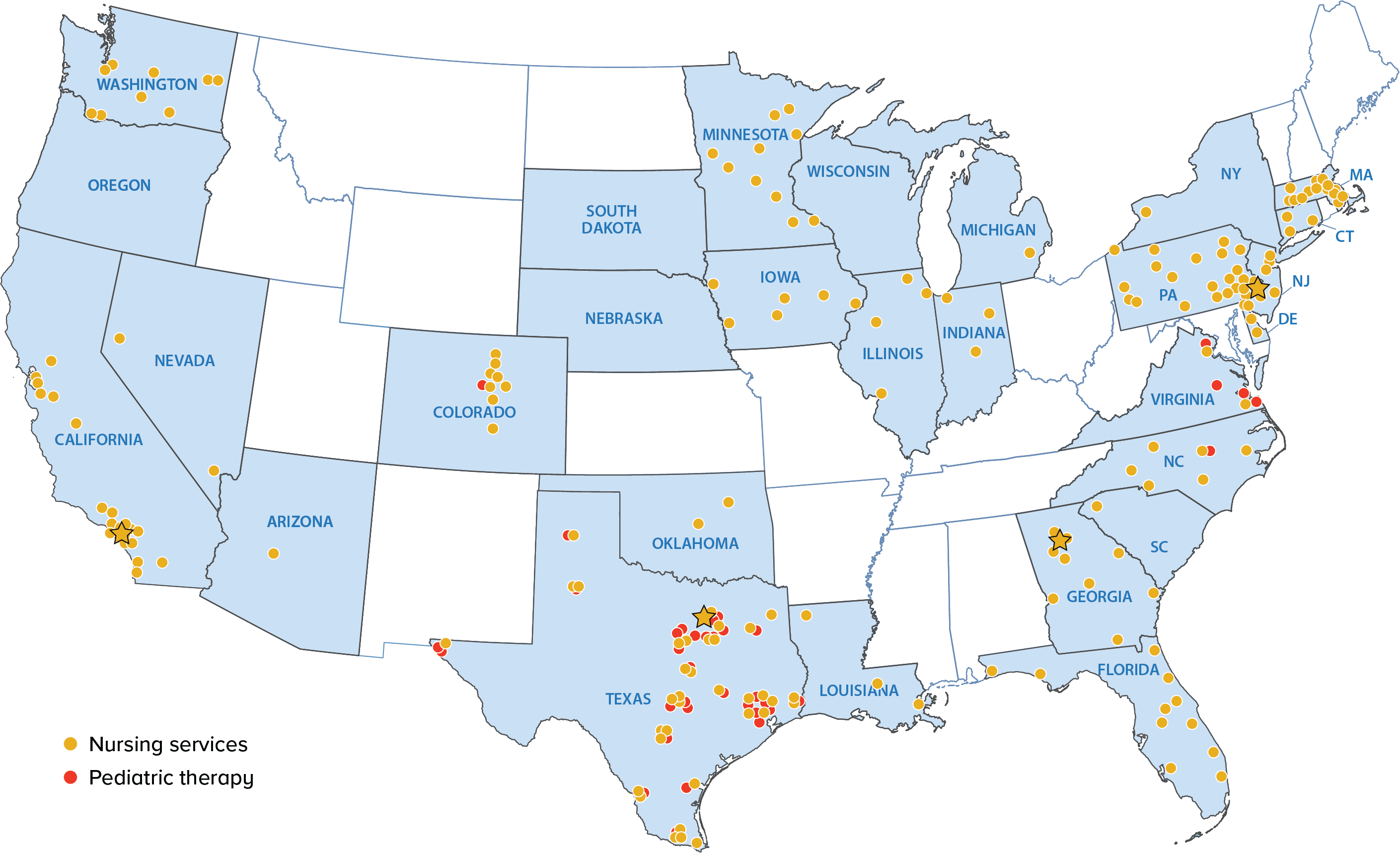 Map of our service locations